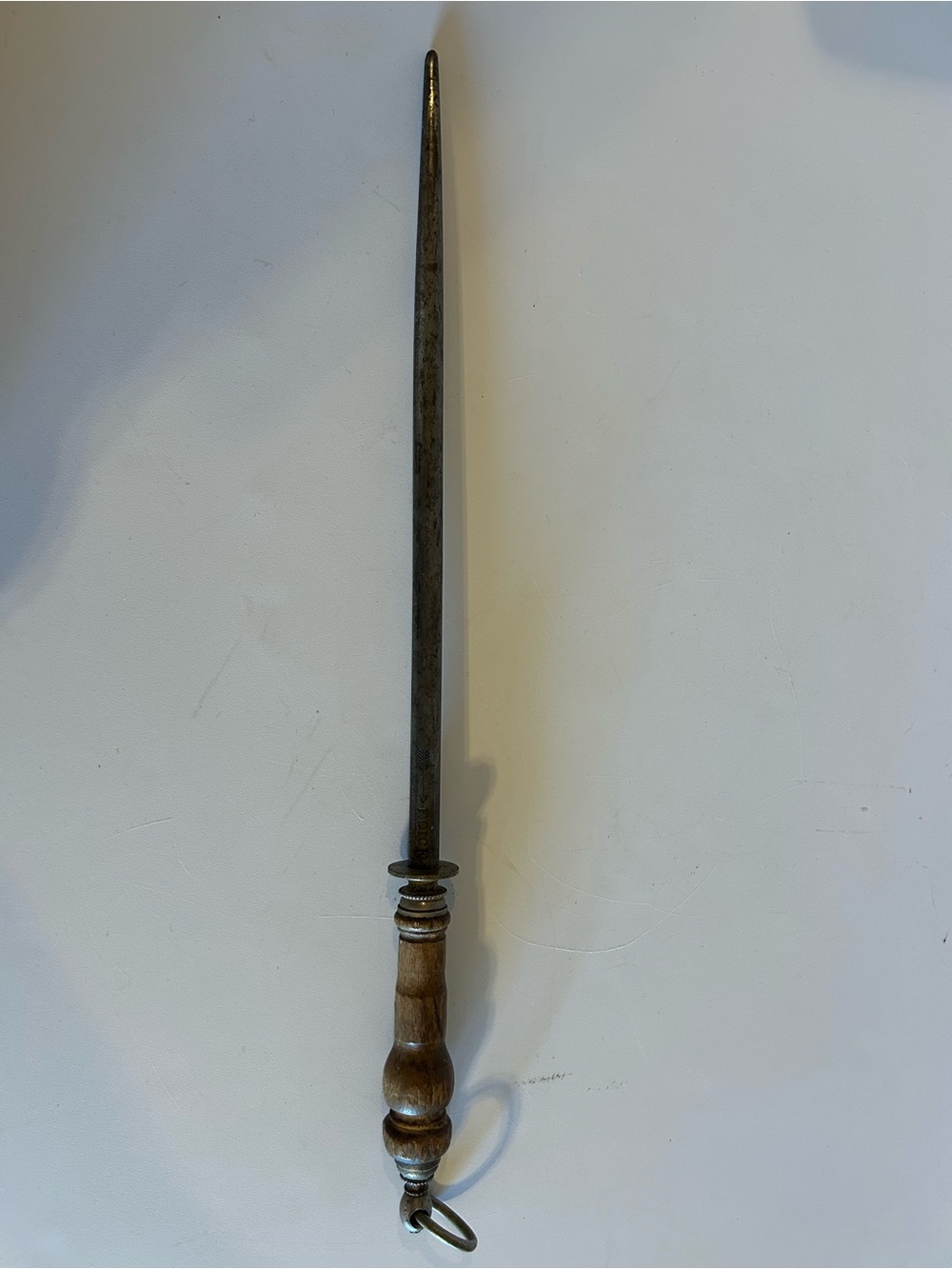 Vintage F. Dick Germany Steel Knife Sharpening Rod Wood Handle